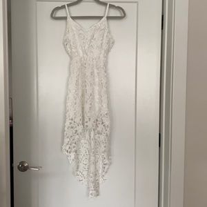 High low white lace dress